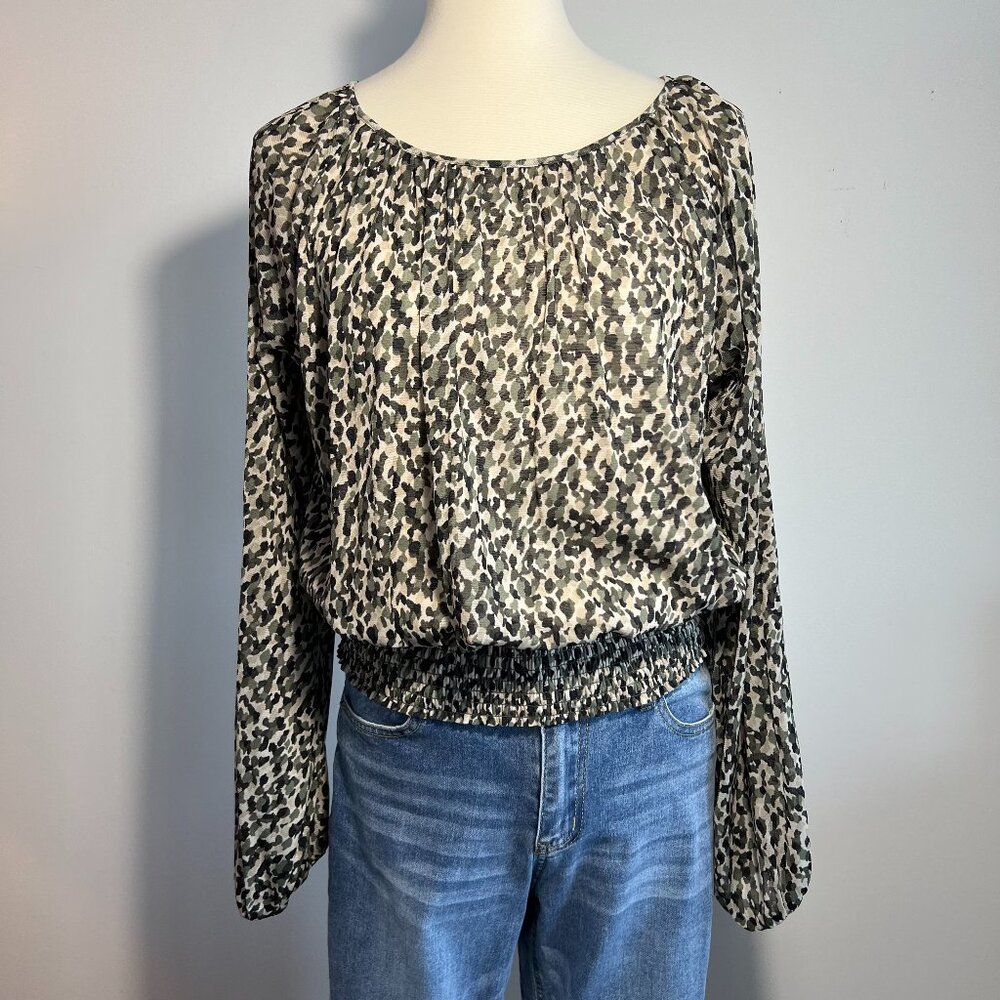 White House Black Market Camouflage pullover top